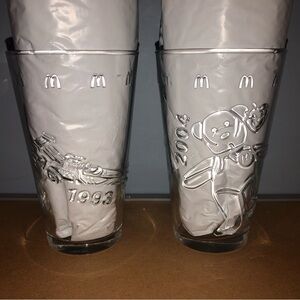 McDonald's Mattel an Ty Embossed Glass Pair